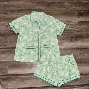 RED LAND COTTON with HELMSIE * Pajama Set * Short Sleeve Top W/ Shorts * X Large